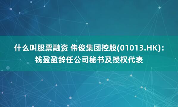 什么叫股票融资 伟俊集团控股(01013.HK)：钱盈盈辞任公司秘书及授权代表