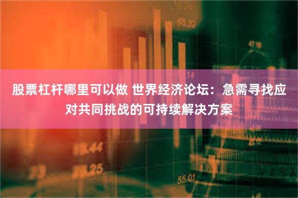 股票杠杆哪里可以做 世界经济论坛：急需寻找应对共同挑战的可持续解决方案