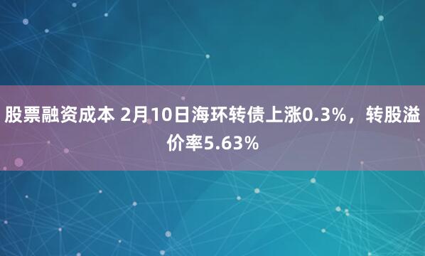 股票融资成本 2月10日海环转债上涨0.3%，转股溢价率5.63%