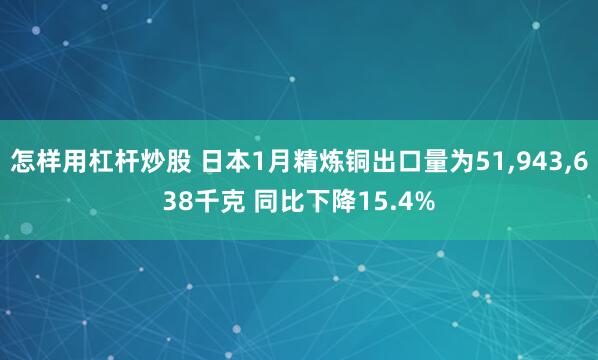 怎样用杠杆炒股 日本1月精炼铜出口量为51,943,638千克 同比下降15.4%