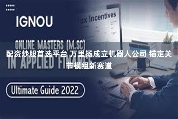 配资炒股首选平台 万里扬成立机器人公司 锚定关节模组新赛道